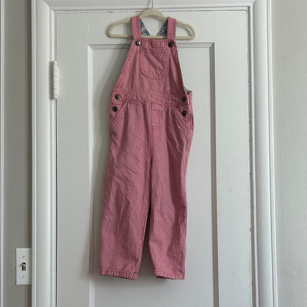 Baby Boden Pink Striped Overalls